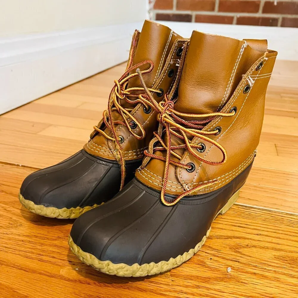 LL Bean Hunting Duck 7” Boots Women’s Size 6 M Brown 6 Eye Boots